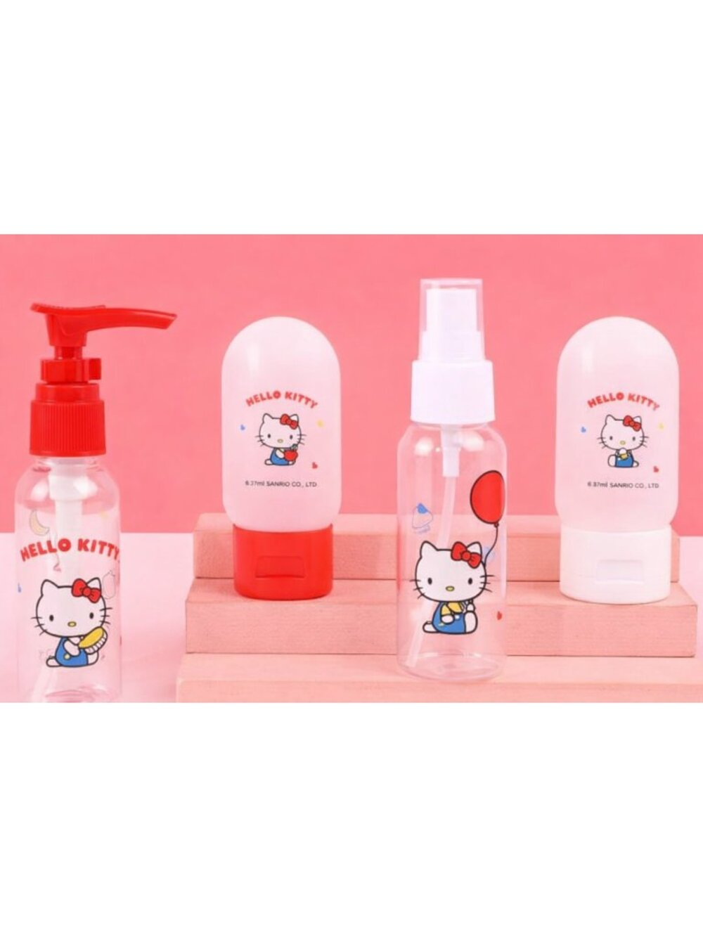Hello Kitty, 4PC, Travel Bottles, Refillable, Toiletry, Shampoo, Lotion, Spray